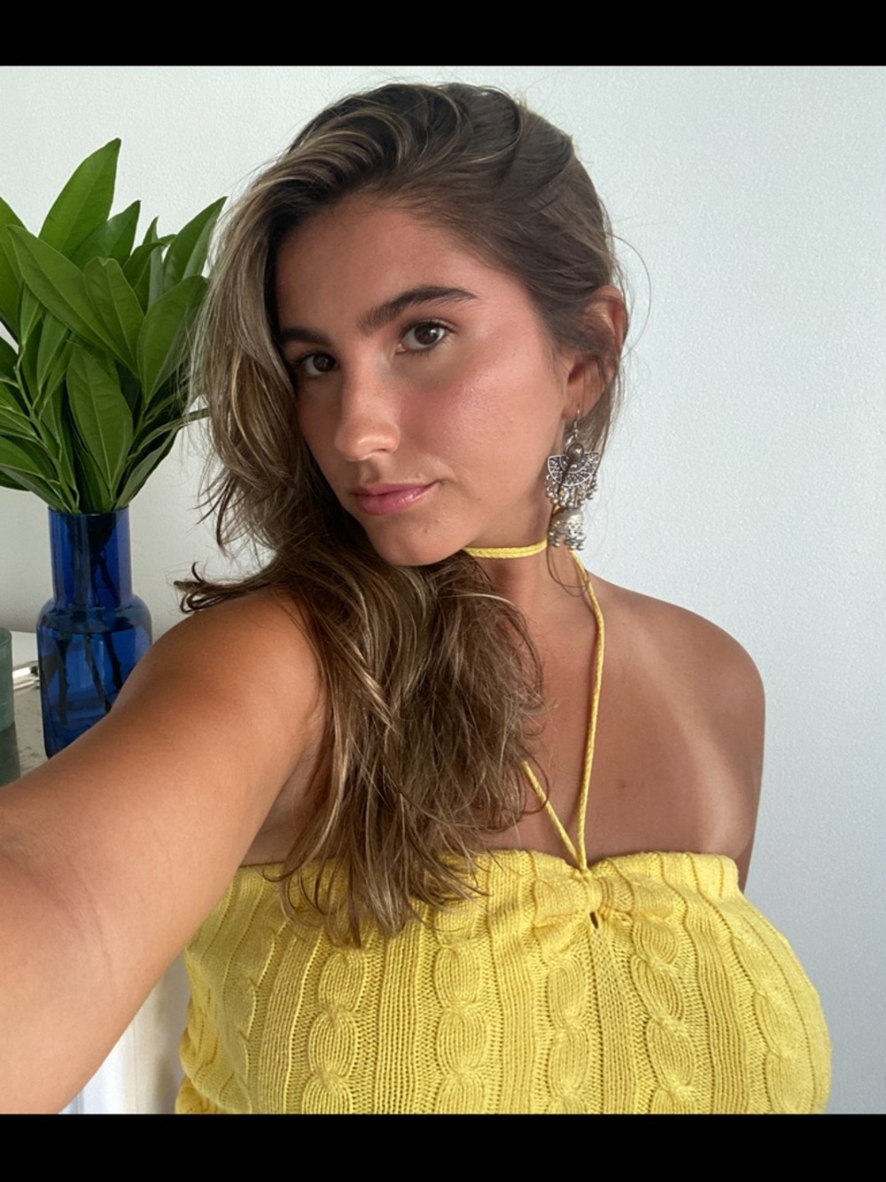 Ralph Lauren Yellow Cable Knit Halter Crop Top Size M